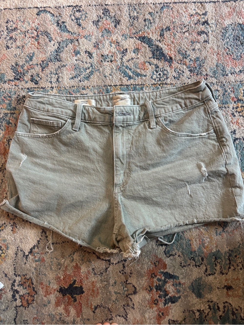 Universal Thread Olive Green Distressed Denim Shorts